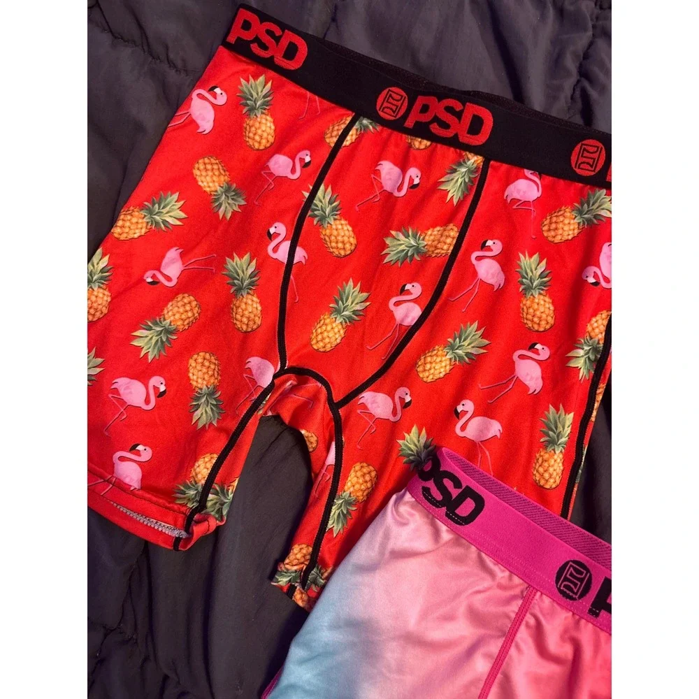 NEW PSD Boys 2 Pack Boxer Briefs Flamingo Pineapple Ombre Size L